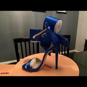 Aminah Abdul Jillil Blue Satin Heels